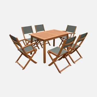 Mesa de jardín extensible de eucalipto 6 plazas con extensión mariposa