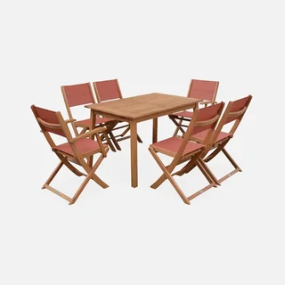 Mesa de jardín extensible eucalipto 6 plazas con extensión 60cm - muebles de exterior