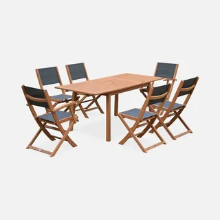 Mesa de jardín extensible eucalipto 6 plazas con extensión 60cm - muebles de exterior