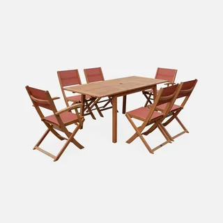 Mesa de jardín extensible eucalipto 6 plazas con extensión 60cm - muebles de exterior