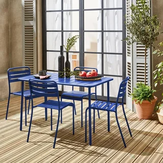 Metall Gartentisch 4 Sitze Amelia Bistrostil Rostfreier Stahl