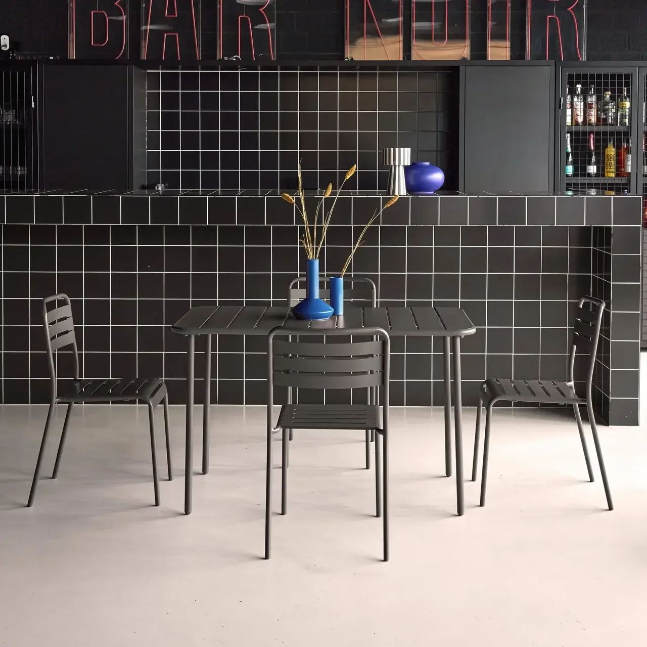 Metall Gartentisch 4 Sitzer Amelia Bistro Stil Terrasse Balkon