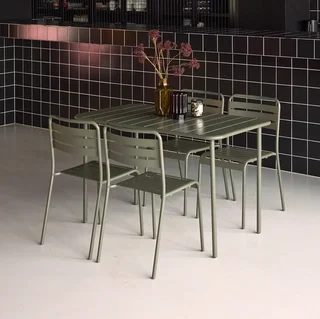 Metall Gartentisch 4-Sitzer Bistro Terrasse Balkon rostfreier Stahl