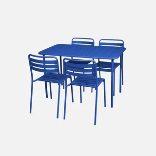 Metall Gartentisch 4 Sitze Amelia Bistrostil Rostfreier Stahl