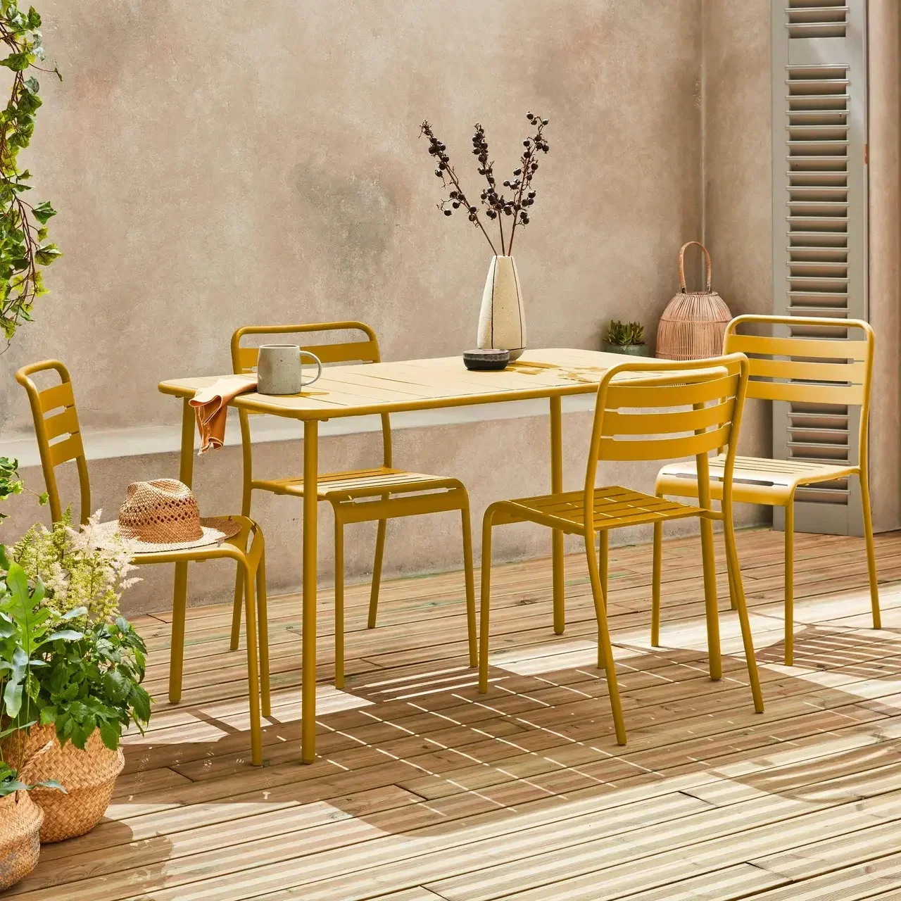 Metall Gartentisch 4 Sitzer Amélia Bistrostil wetterfest