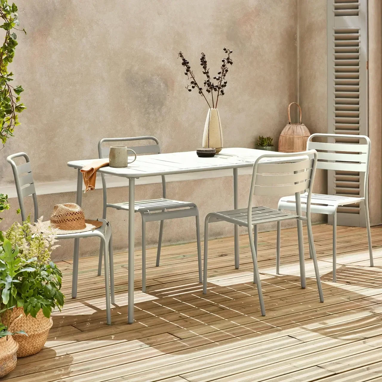 Metall Gartentisch 4 Plätze Amélia Bistro Außen Terrasse