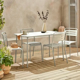 Metall Gartentisch 4 Plätze Amélia Bistro Außen Terrasse