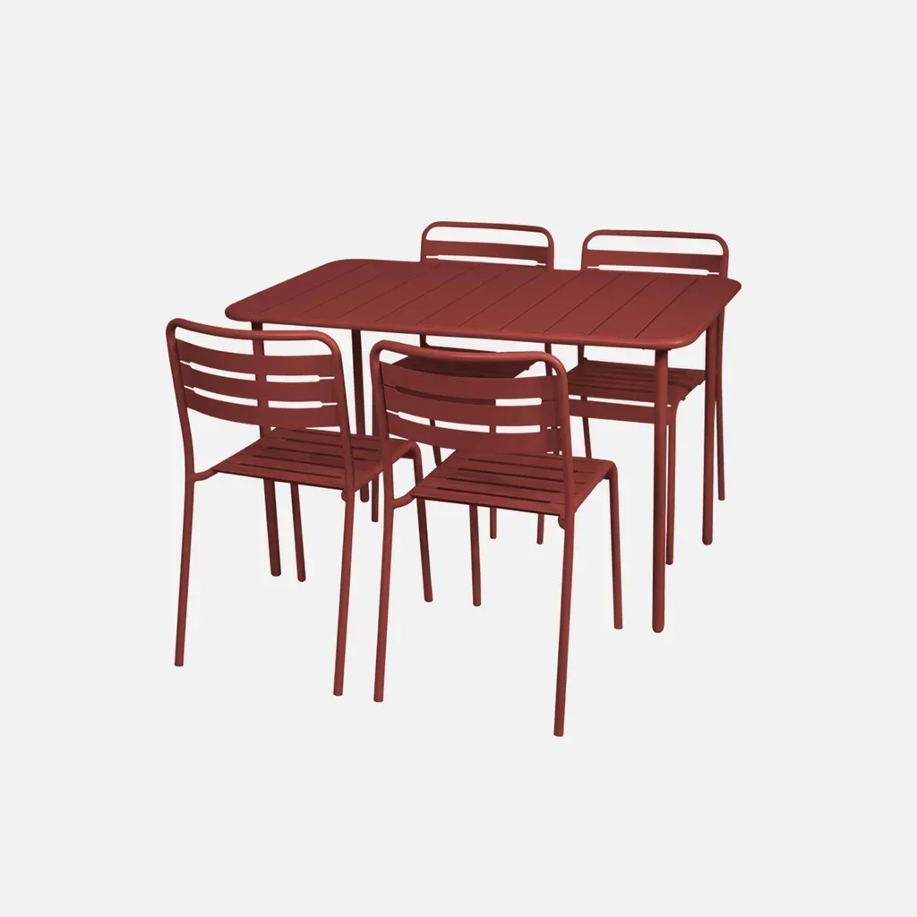 4-Sitzer Gartentisch Metall Bistrostil Terrasse Outdoor