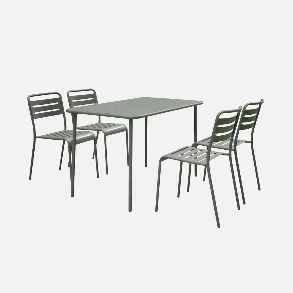 Metall Gartentisch 4-Sitzer Bistro Terrasse Balkon rostfreier Stahl