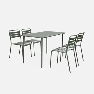 Metall Gartentisch 4-Sitzer Bistro Terrasse Balkon rostfreier Stahl