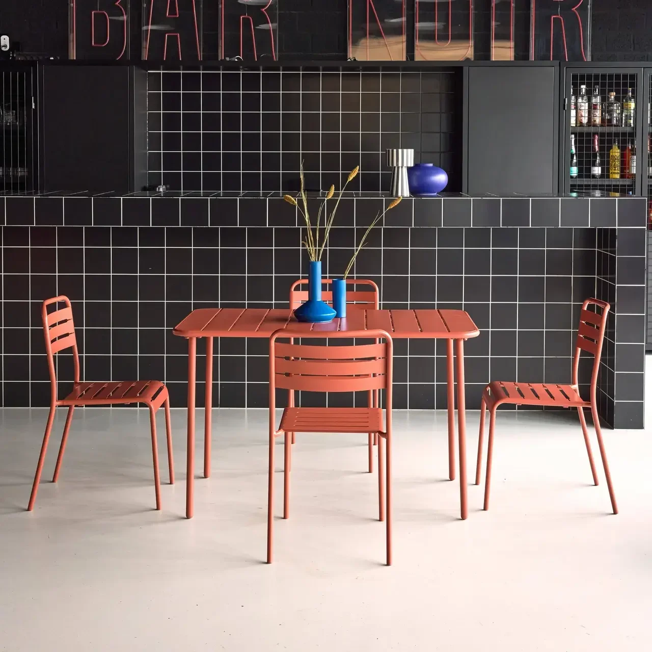 Metall Gartentisch 4 Sitzer Amélia Bistro Stil Außen