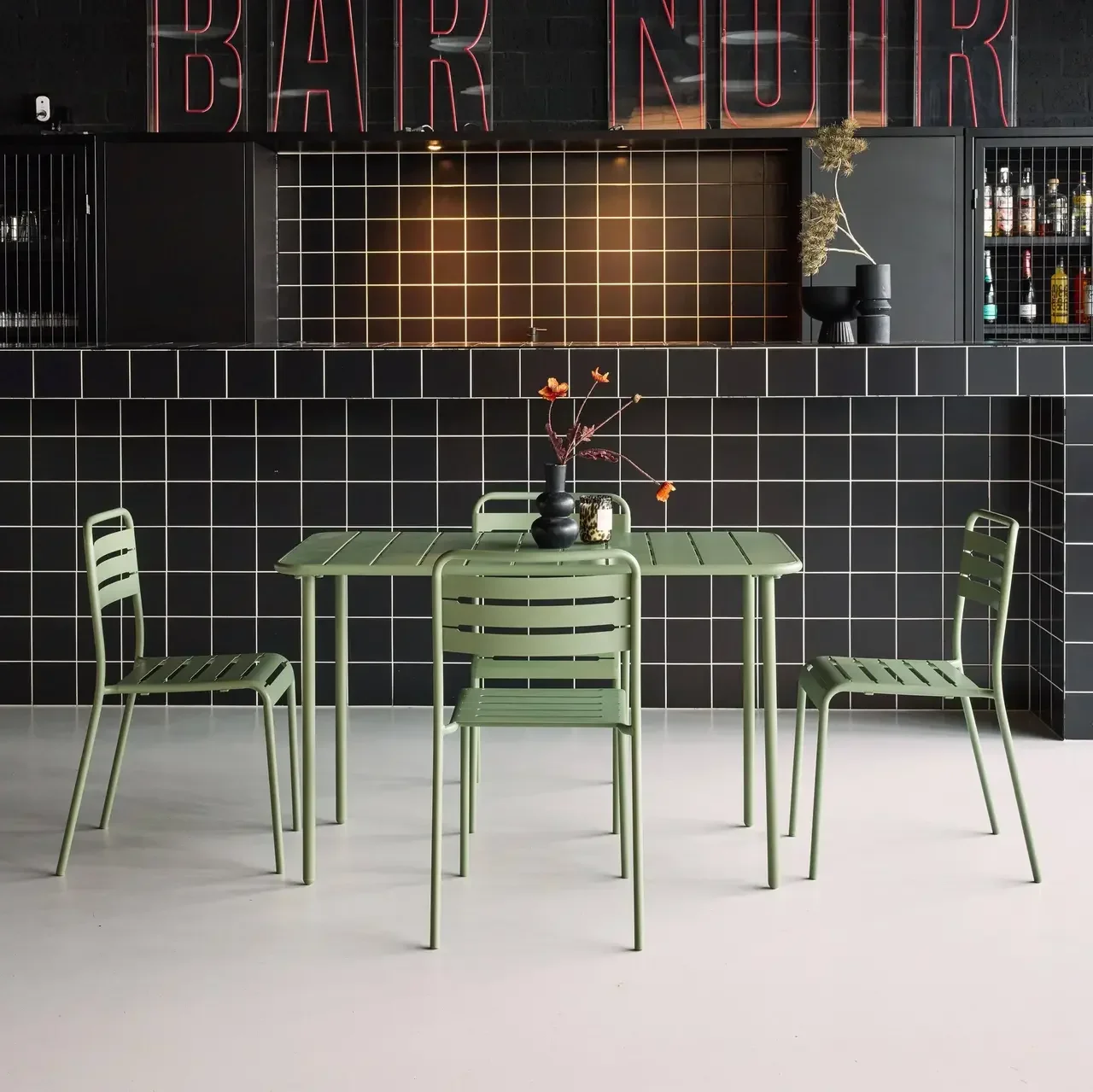 Metall Gartentisch 4 Sitze Amélia Bistrot Terrasse Balkon