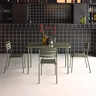 Metall Gartentisch 4-Sitzer Bistro Terrasse Balkon rostfreier Stahl