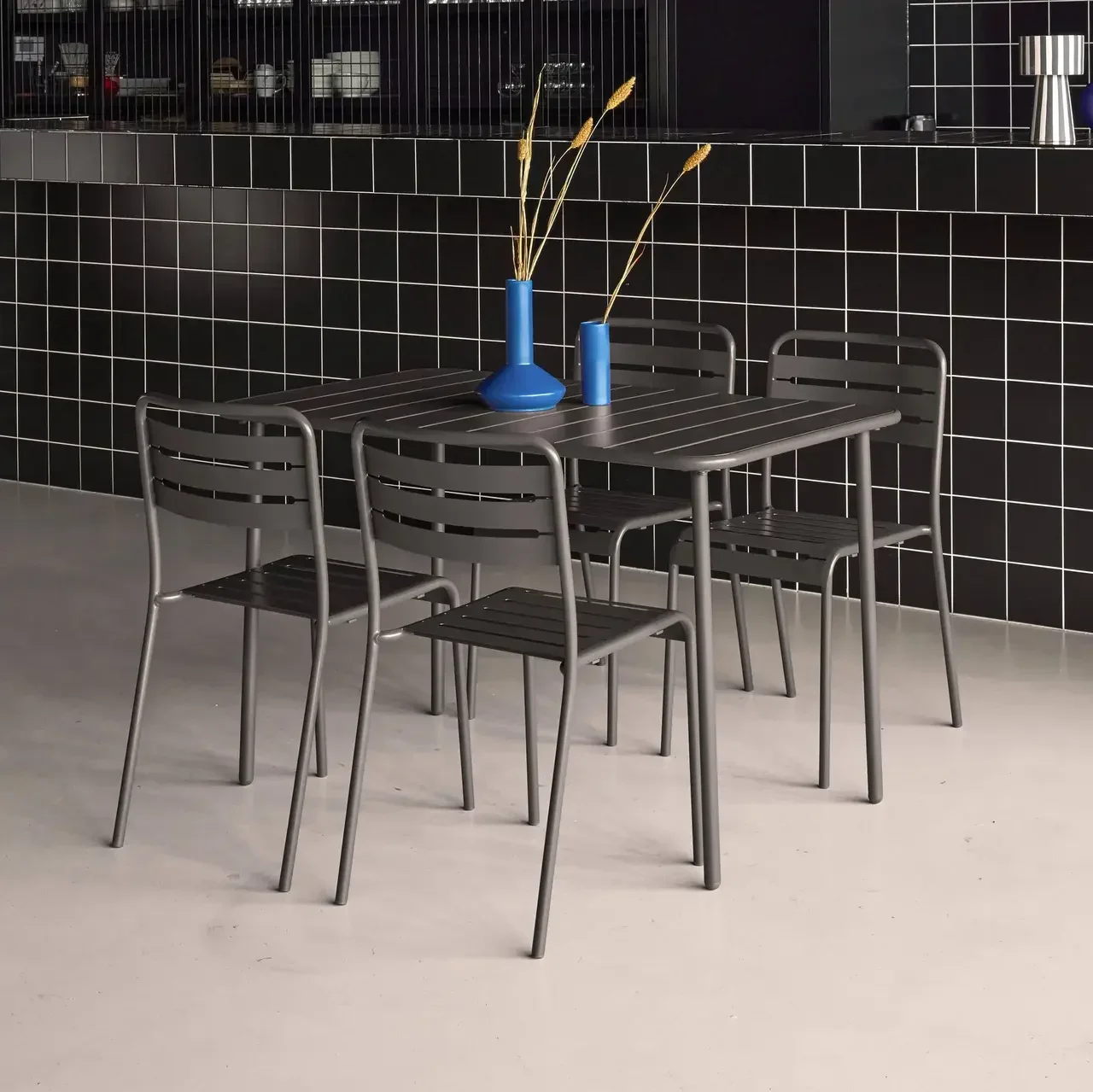 Metall Gartentisch 4 Sitzer Amelia Bistro Stil Terrasse Balkon