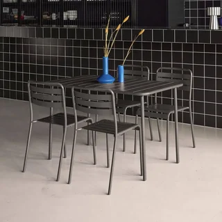Metall Gartentisch 4 Sitzer Amelia Bistro Stil Terrasse Balkon