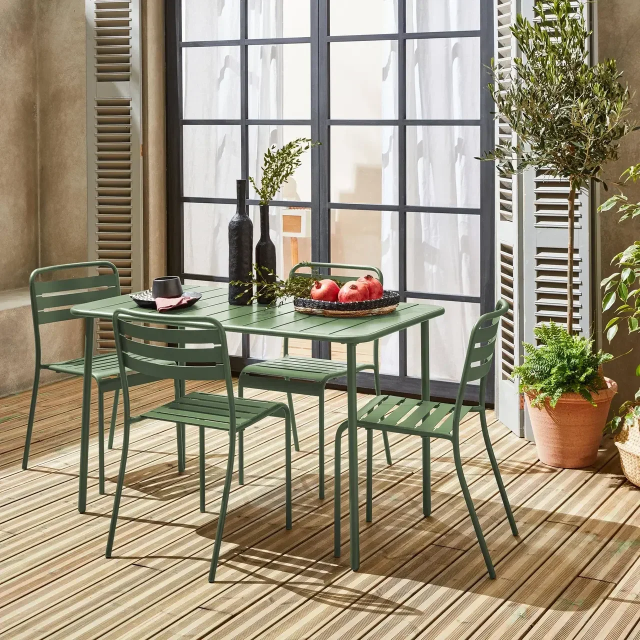 Metall Gartentisch 4 Sitze Amélia Bistrot Terrasse Balkon