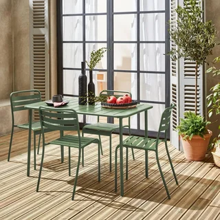 Metall Gartentisch 4 Sitze Amélia Bistrot Terrasse Balkon