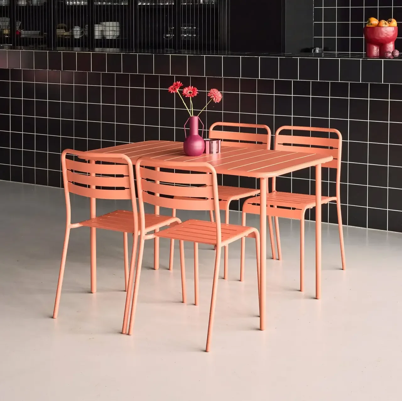 Metall Gartentisch 4-Sitzer Bistro Amelia rostfreier Stahl