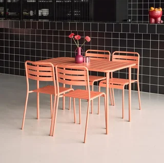 Metall Gartentisch 4-Sitzer Bistro Amelia rostfreier Stahl
