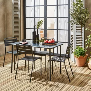 Metall Gartentisch 4 Sitzer Amelia Bistro Stil Terrasse Balkon