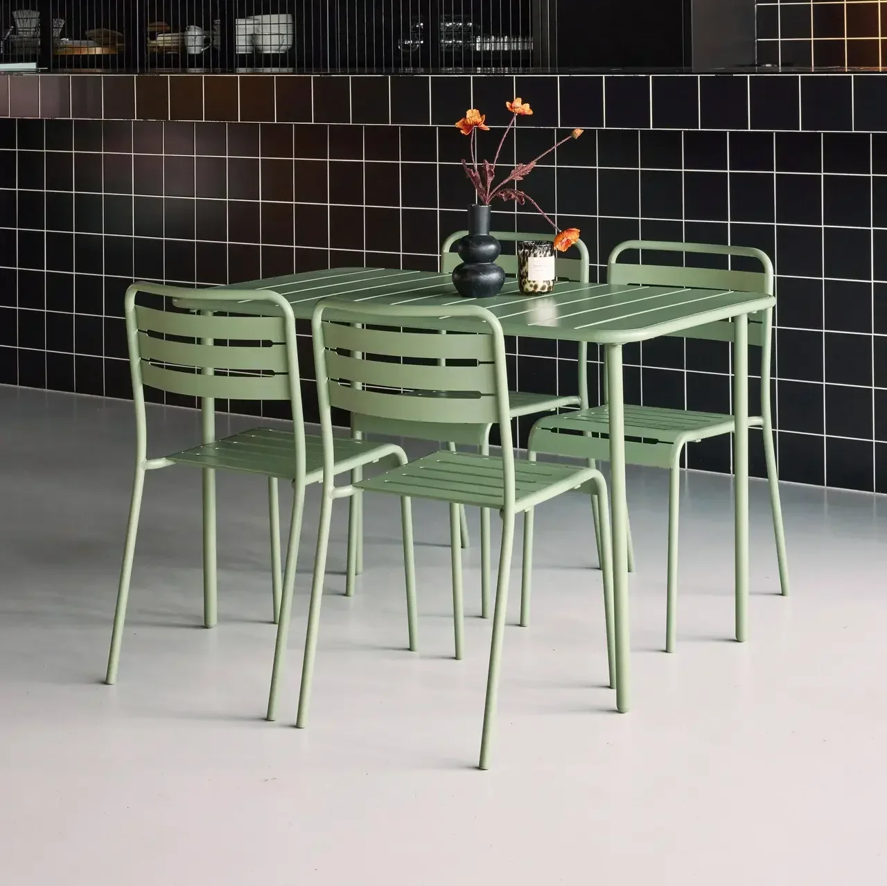Metall Gartentisch 4 Sitze Amélia Bistrot Terrasse Balkon