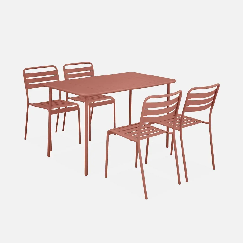 Metall Gartentisch 4 Sitzer Amélia Bistro Stil Außen