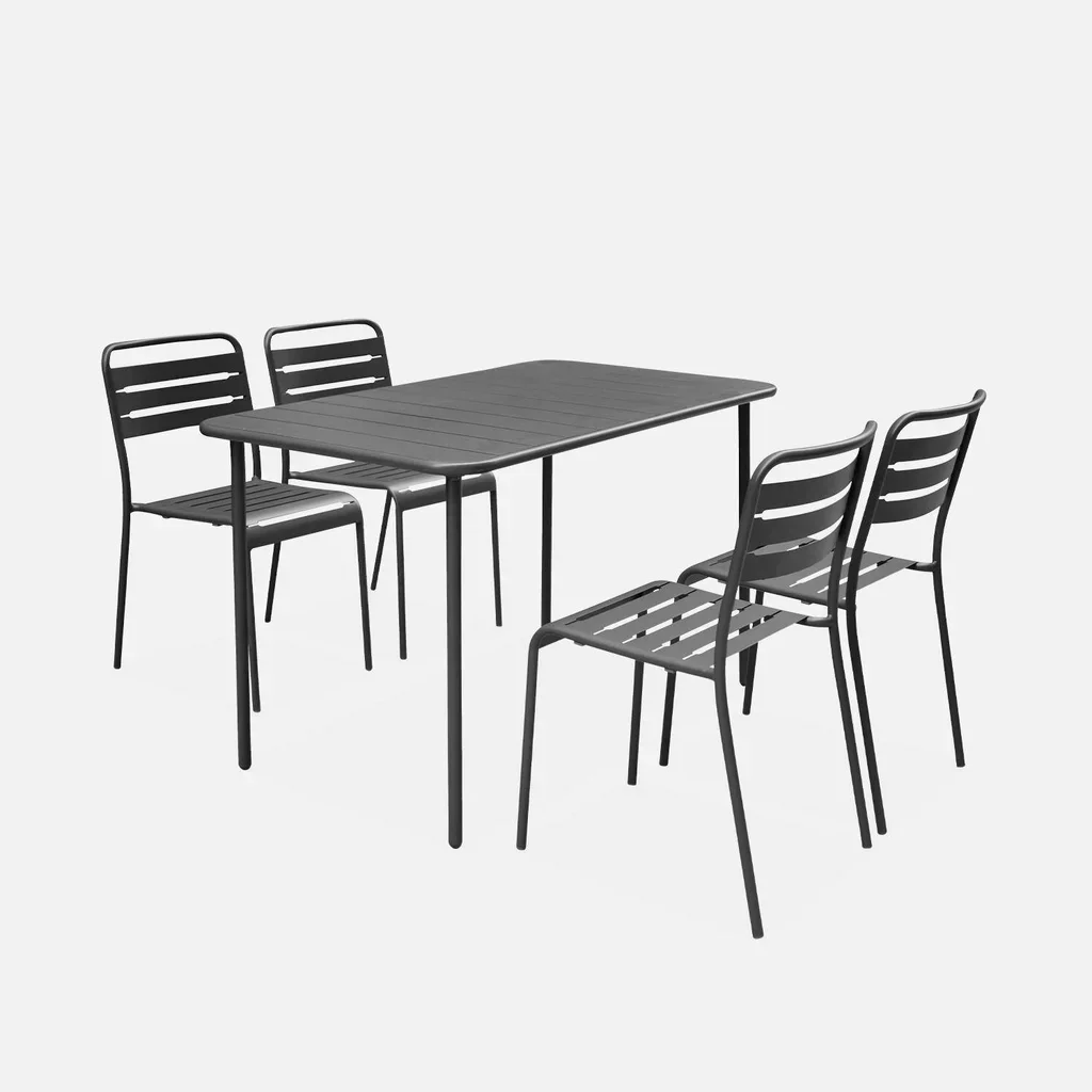 Metall Gartentisch 4 Sitzer Amelia Bistro Stil Terrasse Balkon