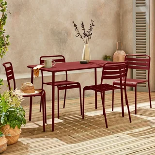 4-Sitzer Gartentisch Metall Bistrostil Terrasse Outdoor