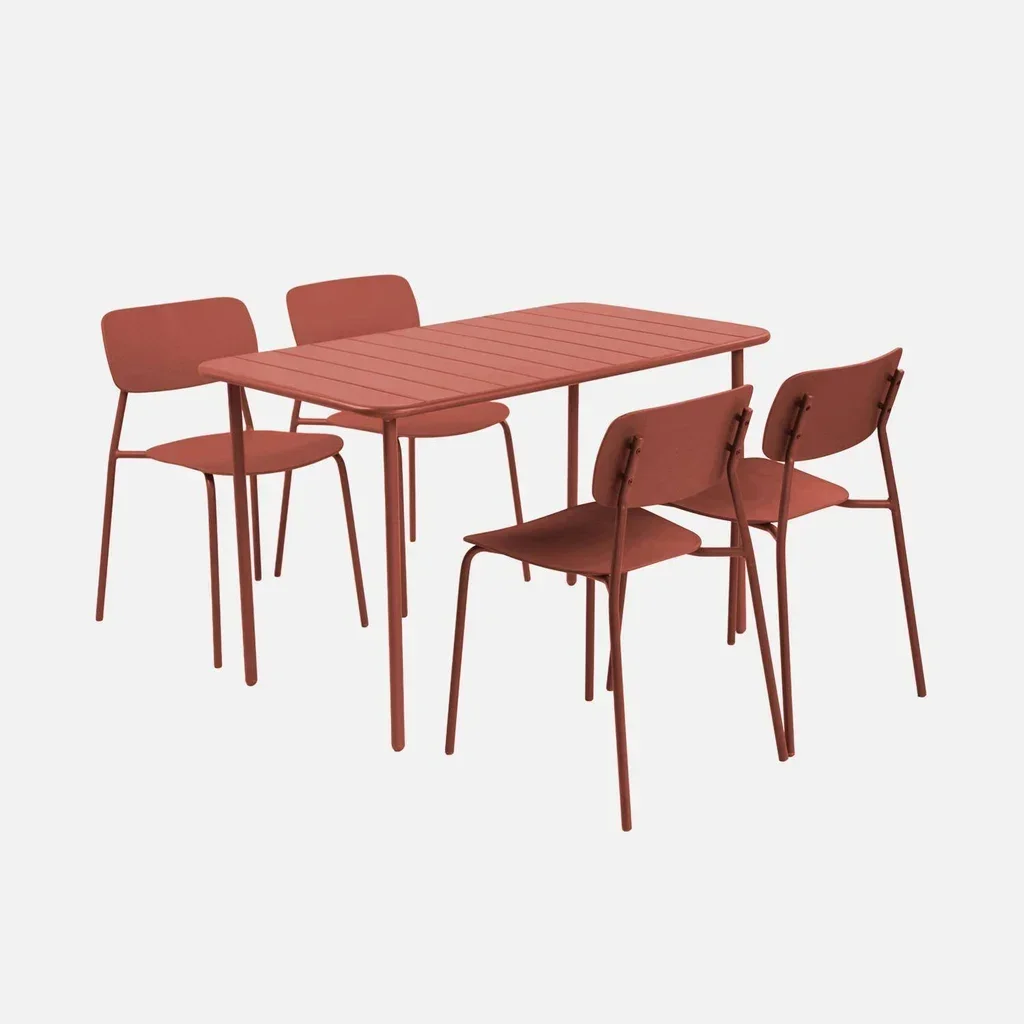Table de jardin métal 4 places Amélia style épuré extérieur