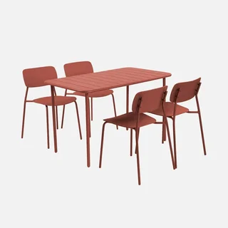 Table de jardin métal 4 places Amélia style épuré extérieur