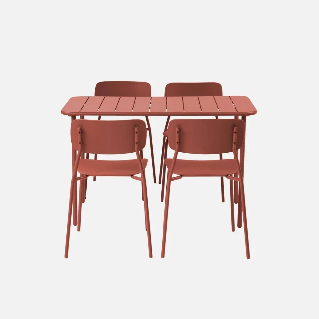 Table de jardin métal 4 places Amélia style épuré extérieur