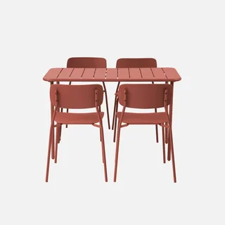 Table de jardin métal 4 places Amélia style épuré extérieur