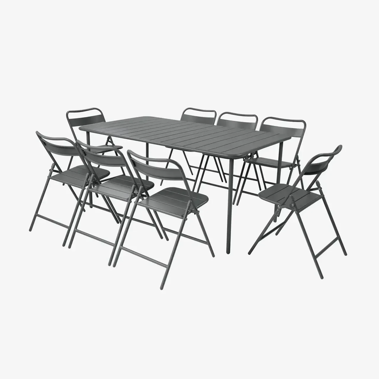 Metall Gartentisch 8 Personen Terrakotta Amélia mit Klappstühlen