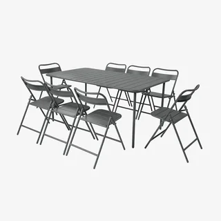 Metall Gartentisch 8 Personen Terrakotta Amélia mit Klappstühlen