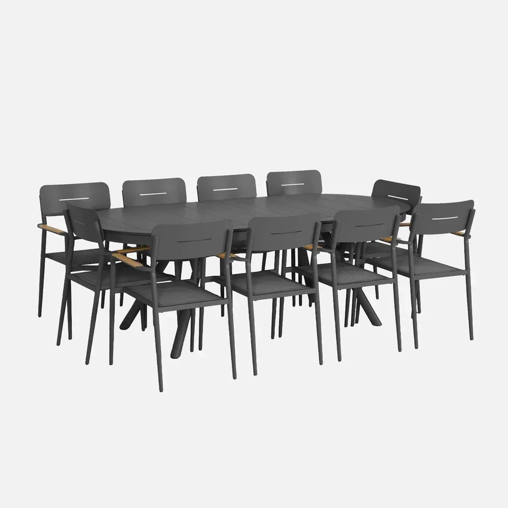 Table jardin ovale extensible aluminium 10 places Metora