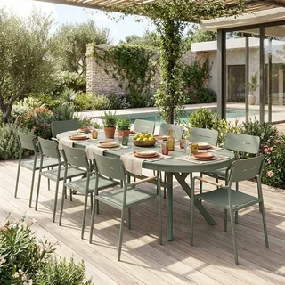 Tavolo da giardino ovale allungabile alluminio 10 posti Metora