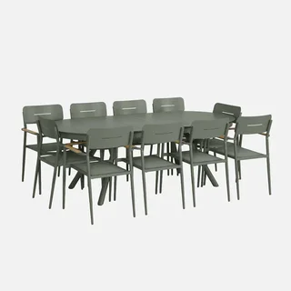 Tavolo da giardino ovale allungabile alluminio 10 posti Metora