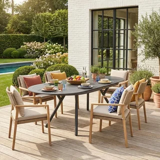 Table de jardin ovale extensible aluminium 10 places Metora anthracite