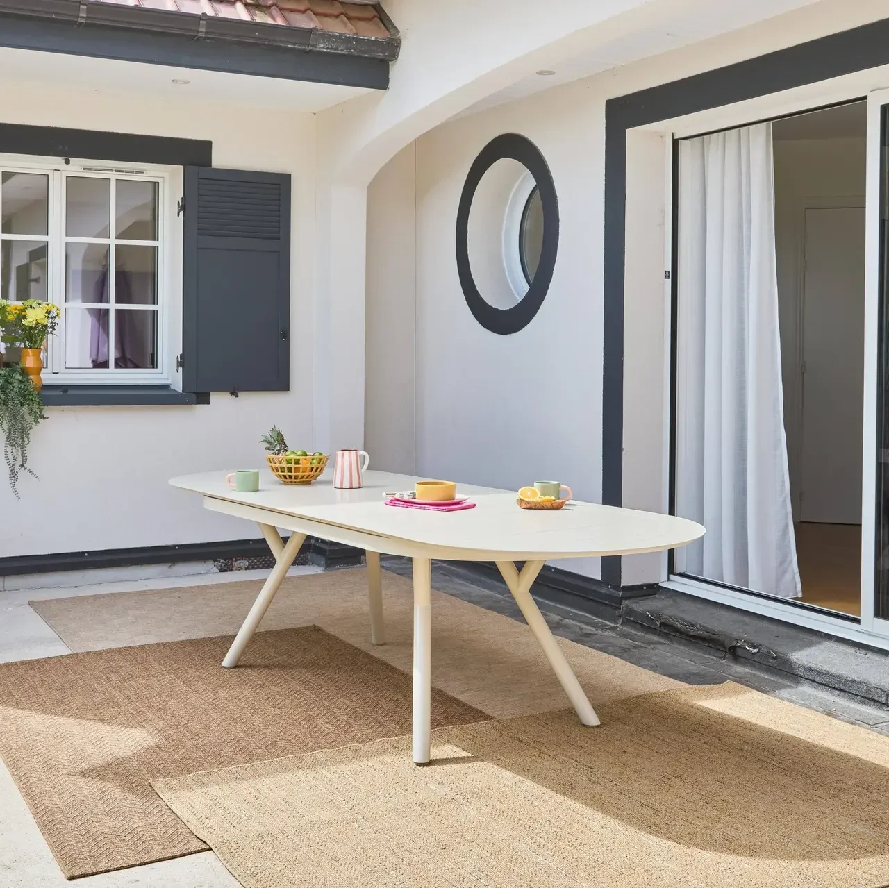 Table de jardin ovale extensible aluminium 10 places anthracite Metora