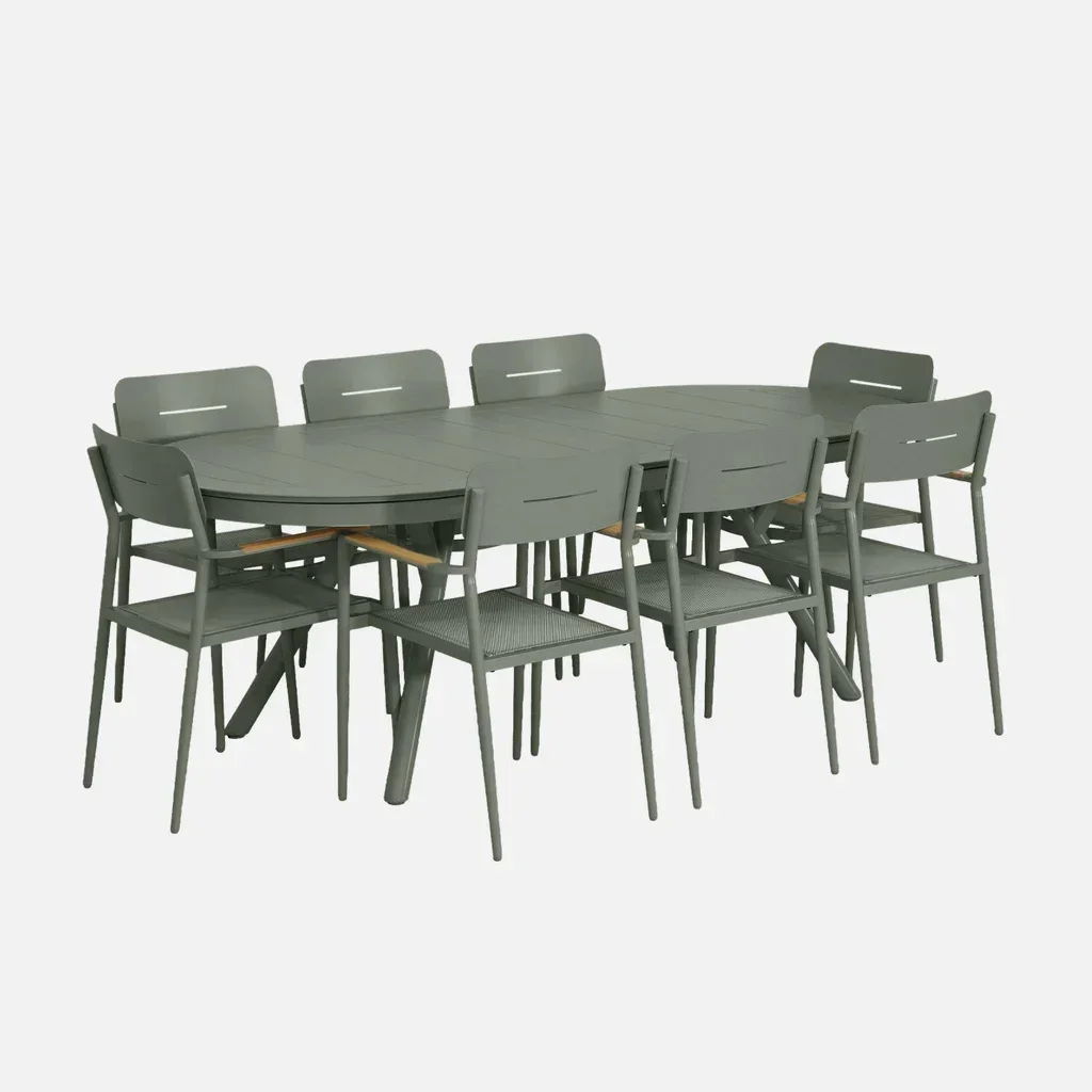 Table de jardin ovale extensible aluminium 10 places Metora