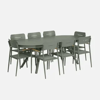 Table de jardin ovale extensible aluminium 10 places Metora