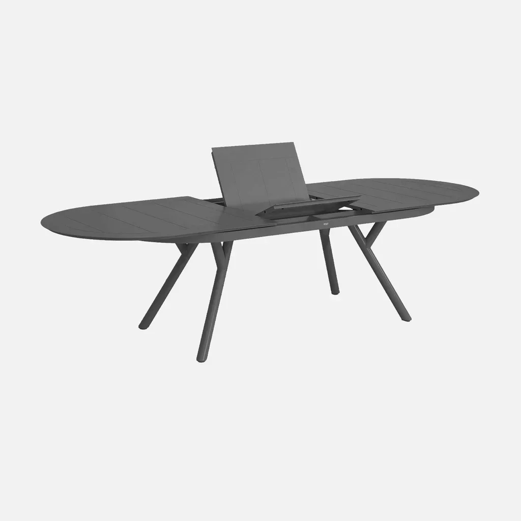 Table de jardin ovale extensible aluminium 10 places Metora anthracite