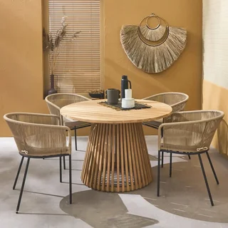 Table jardin rectangulaire bois acacia 4 places extérieur