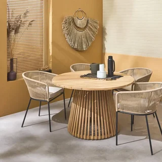 Table jardin rectangulaire bois acacia 4 places extérieur