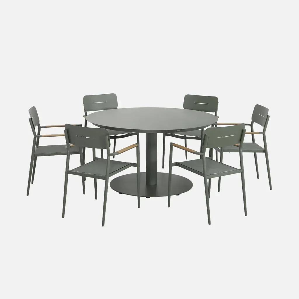 Runder Aluminium Gartentisch 6 Personen Oreva Terrasse Balkon