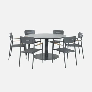 Tavolo da giardino rotondo alluminio 6 posti Oreva terrazza esterno