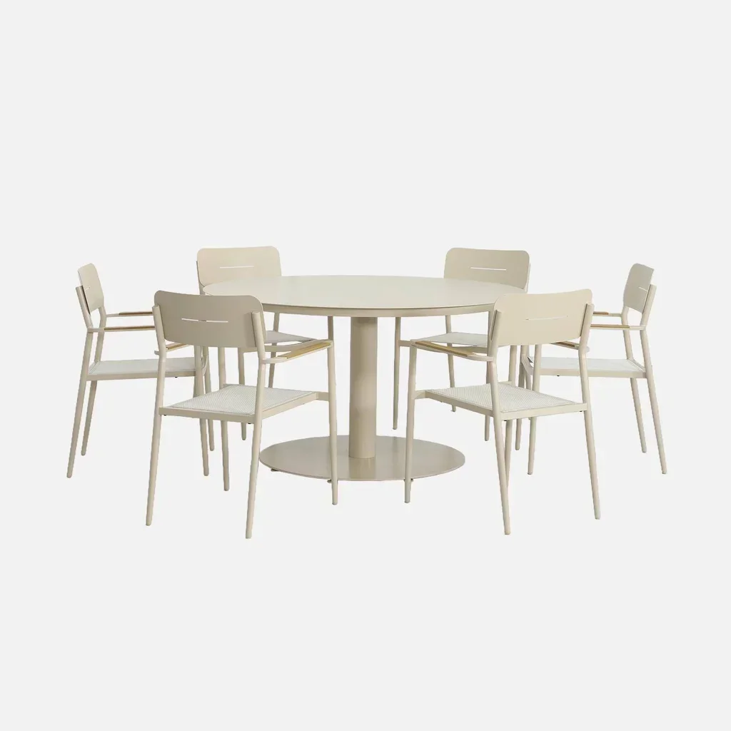 Runder Aluminium Gartentisch 6 Personen Oreva Terrasse Gartenmöbel