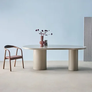 Table à manger 8 personnes bois hévéa design organique 210 cm