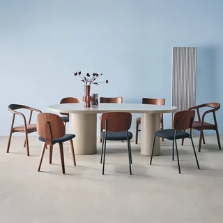 Table à manger 8 personnes bois hévéa design organique 210 cm