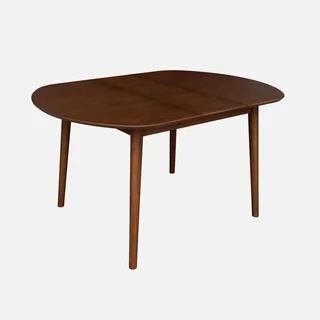 Oval Extendable Dining Table Lisa Solid Hevea and Oak Wood 4-6 Seater